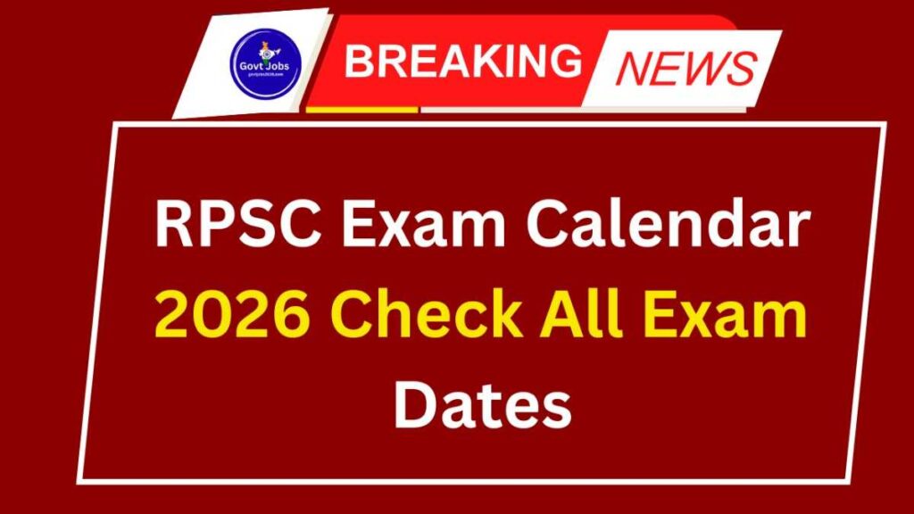 RPSC Exam Calendar 2026 Check All Exam Dates