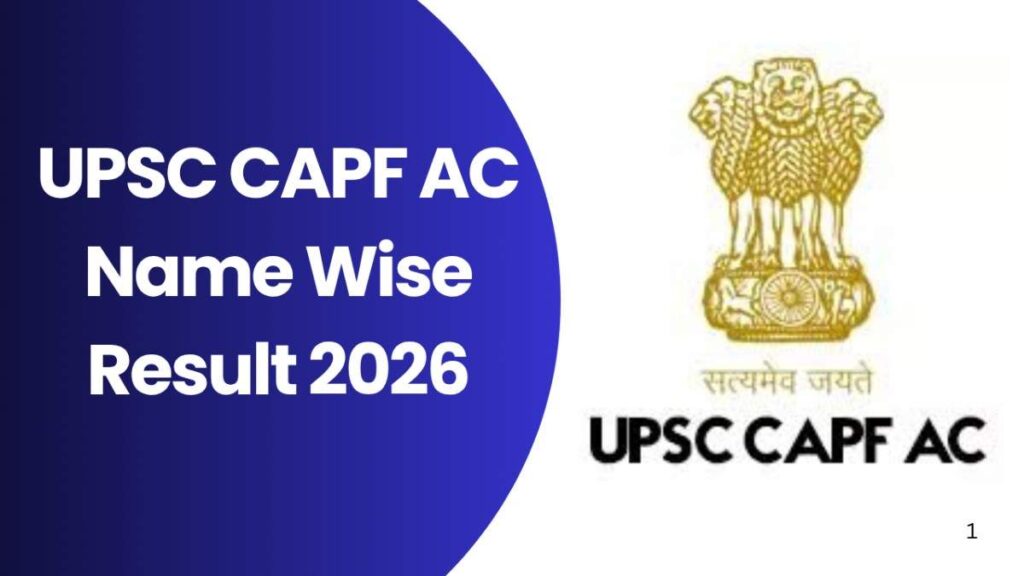 UPSC CAPF AC Name Wise Result 2026